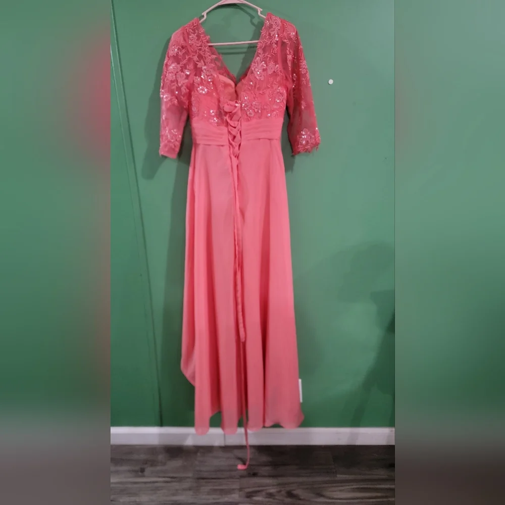 Chic Coral High Low Dress - Picture 4 of 6